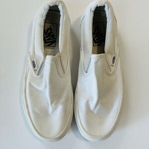 Vans Classic White Canvas Slip-Ons